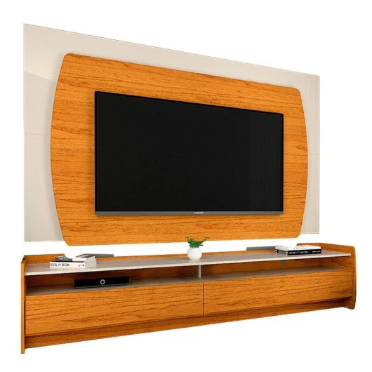 Rack com Painel TV 65 Polegadas Sublime 1.8 Gelius Naturale/Off White