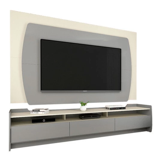 Rack com Painel TV 70 Polegadas Sublime 2.2 Gelius Cinza/Off White
