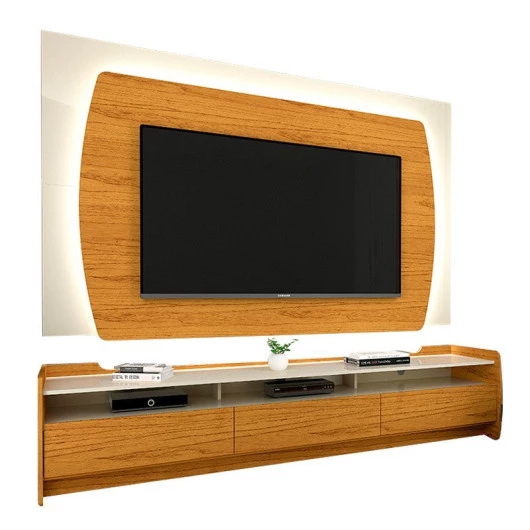 Rack com Painel TV 70 Polegadas Sublime 2.2 Com Led Gelius Naturale/Off White