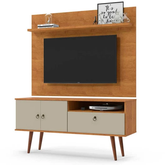Rack com Painel 137cm Para TV 46 Polegadas Topázio Patrimar Cinamomo/Off White