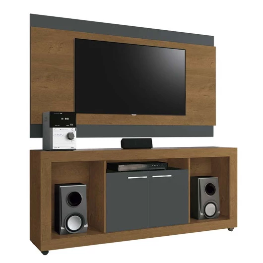 Rack Com Painel Para Sala TV 55 Pol Triton EDN Naturale/Grafite