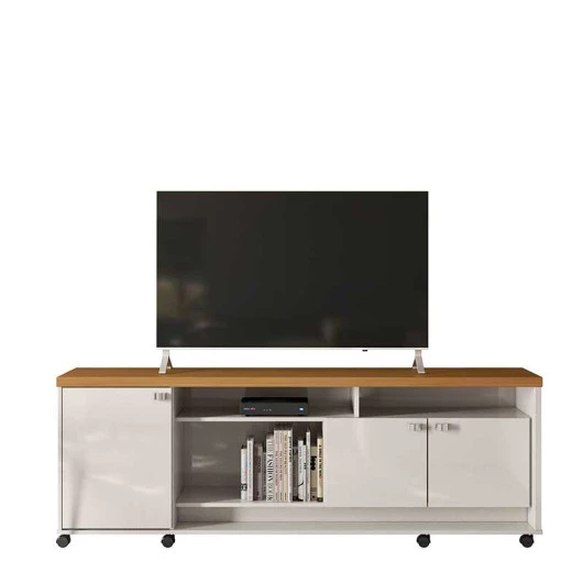 Rack Bancada Para TV 65 Polegadas Dallas 1.8 Lukaliam Off White/Tauari