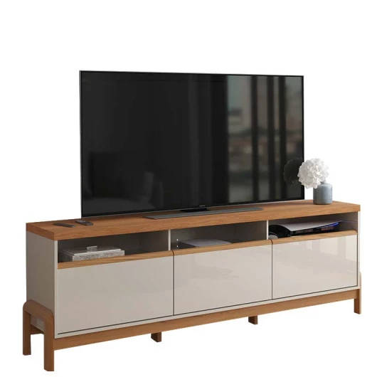 Rack Bancada Sala 190cm Para TV 75 Polegadas Elegance 1.90 Lukaliam Off White/Jequitiba