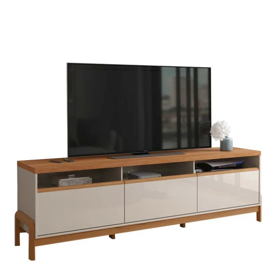 Rack Bancada Sala 214cm Para TV 75 Polegadas Elegance 2.14 Lukaliam Off White/Jequitiba