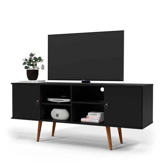 Rack Retrô Para TV 55 Polegadas 160cm Estrela Patrimar Preto