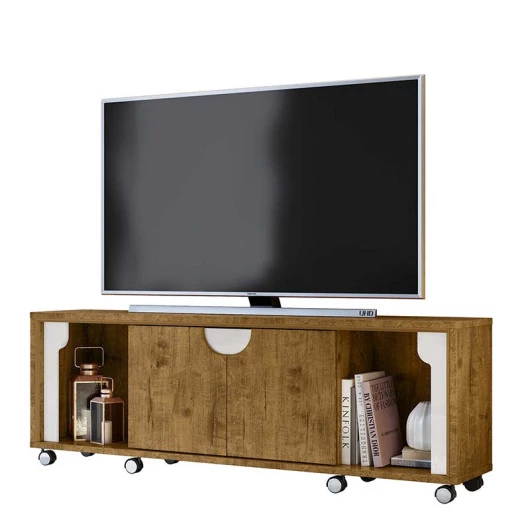 Rack Bancada Para TV Até 65 Pol  Firenze 1.8 Lukaliam Canela/Off White