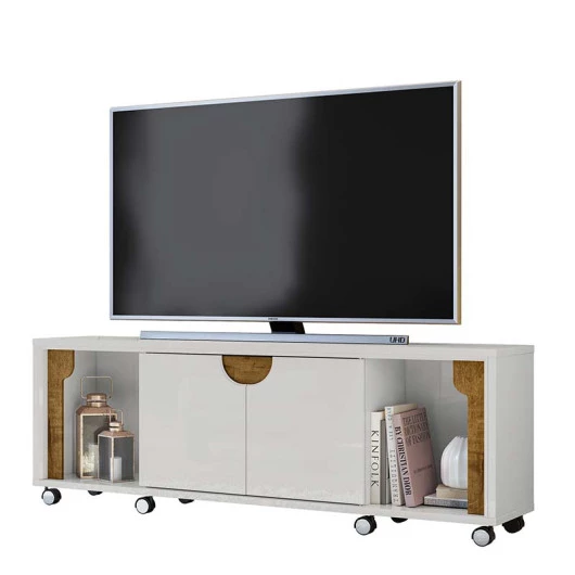 Rack Bancada Para TV Até 65 Pol  Firenze 1.8 Lukaliam Off White/Canela