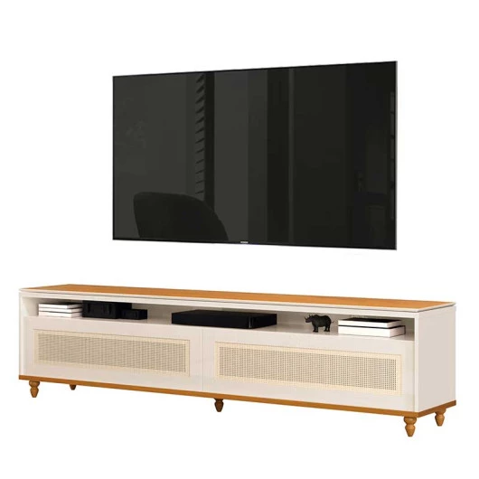 Rack Para TV 218cm 75 Polegadas Hanover 2.2 EDN Off White/Cedro 