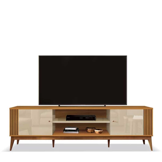 Rack Ripado Legacy 200cm Para TV 75 Polegadas EDN Off White/Cedro