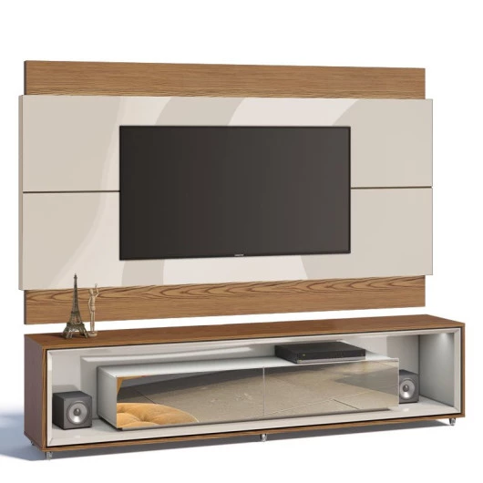 Rack Ópera Espelho com Painel Para TV Classic 1.8 Imcal Off White/Freijo