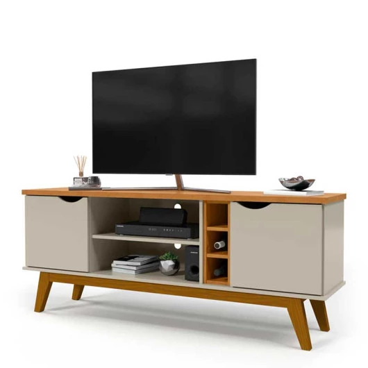 Rack Para TV Sala 65 Polegadas 160cm Prism 1.6 Patrimar Off White/Cinamomo