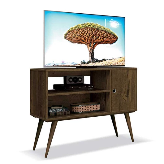 Rack Retrô Pequeno Para TV 37 Reale EDN Nogal