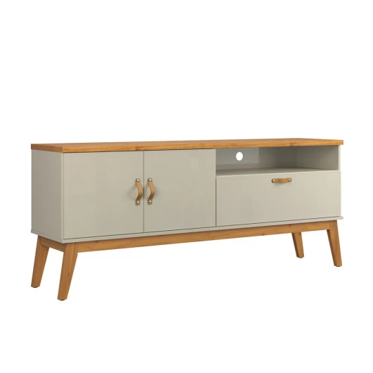 Rack Pequeno 136cm Quarto Sala Para TV 55 Sirius 1.4 Patrimar Off White/Cinamomo