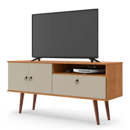 Rack Retrô Para TV 46 Polegadas 137cm Topázio Patrimar Cinamomo/Off White