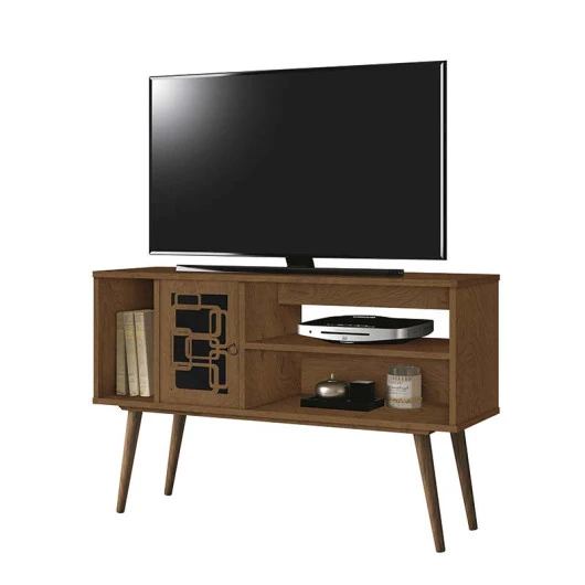 Rack Retrô Pequeno Para TV 42 Virtus EDN Naturale/Preto