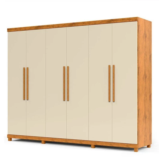 Guarda Roupa Casal 6 Portas 4 Gavetas 273cm x 240cm Absolut Gelius Madeirado/Off White