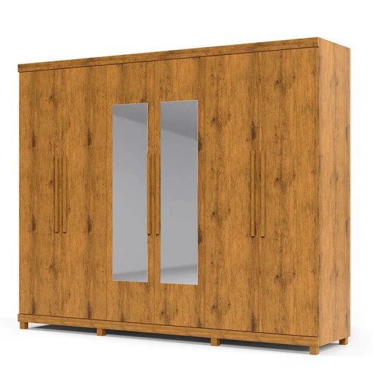 Guarda Roupa Casal Com Espelho 6 Portas 273cm x 240cm Absolut Gelius Madeirado