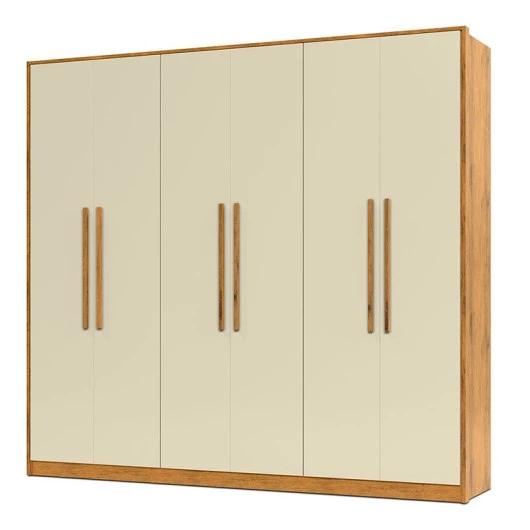 Guarda Roupa Casal 6 Portas 2.5 Alpha Gelius Madeirado/Off White