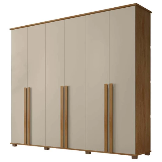 Guarda Roupa Casal 6 Portas 263cm Com Pés Amsterdã RV Móveis Cinamomo/Off White