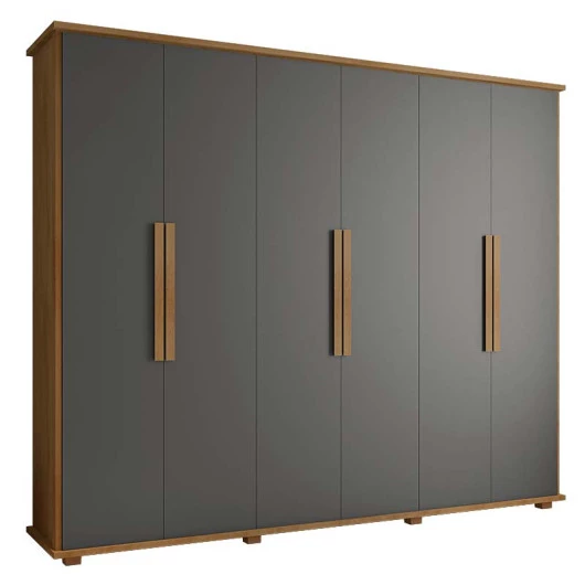 Guarda Roupa Casal 6 Portas 271cm Canada RV Móveis Cinamomo/Grafite