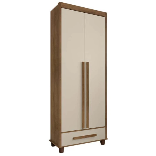 Guarda Roupa Pequeno 85cm Solteiro 2 Portas Dubai RV Móveis Cinamomo/Off White