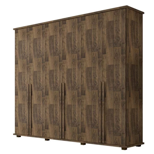 Guarda Roupa Casal 271cm 6 Portas 5 Gavetas Estrela RV Móveis Amadeirado