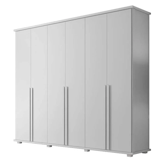 Guarda Roupa Casal 271cm 6 Portas 5 Gavetas Estrela RV Móveis Branco