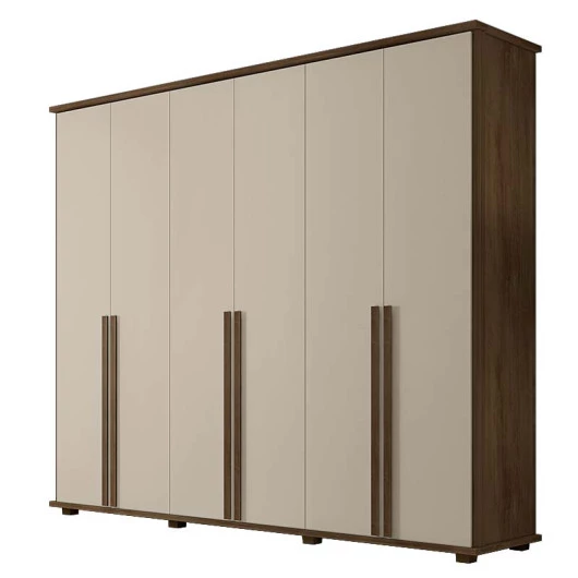 Guarda Roupa Casal 271cm 6 Portas 5 Gavetas Estrela RV Móveis Freijo/Off White