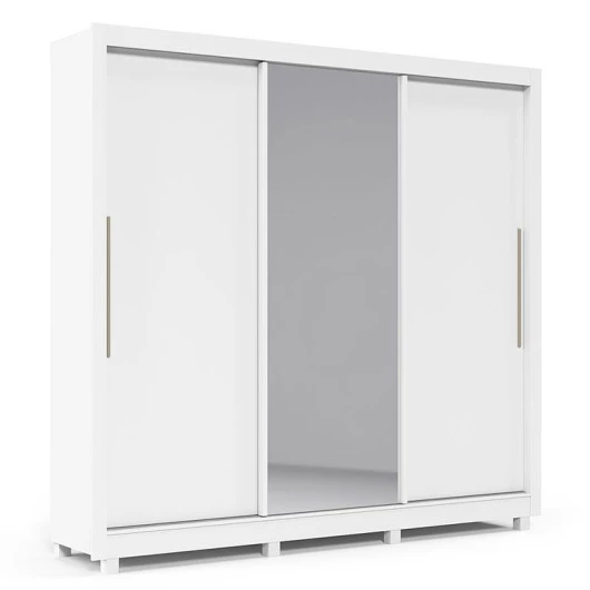 Guarda Roupa Casal Grande Espelhado 3 Portas Imperial Gelius Branco