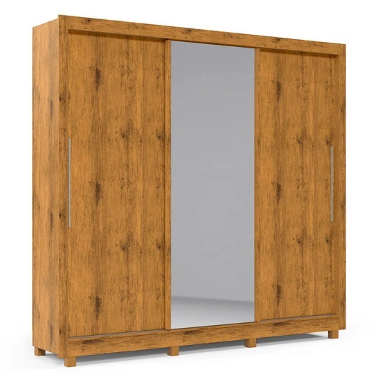 Guarda Roupa Casal Grande Espelhado 3 Portas Imperial Gelius Madeirado