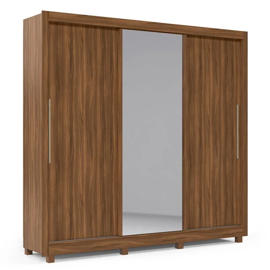 Guarda Roupa Casal Grande Espelhado 3 Portas Imperial Gelius Nogueira