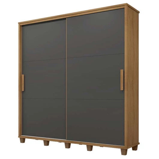 Guarda Roupa Casal 228cm Portas de Correr Monte Carlo RV Móveis Cinamomo/Grafite