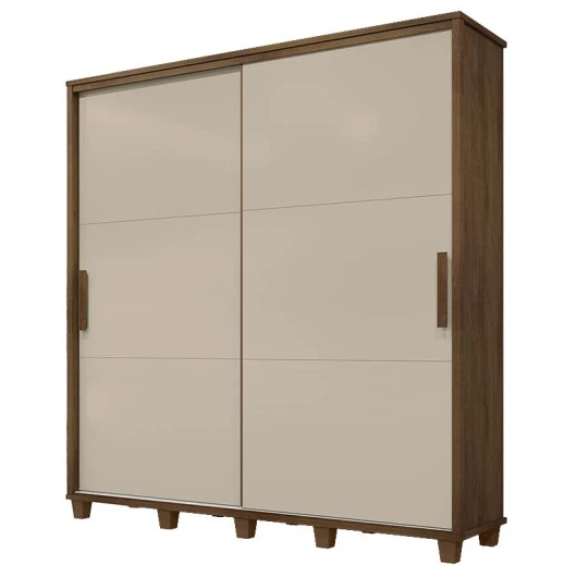 Guarda Roupa Casal 228cm Portas de Correr Monte Carlo RV Móveis Freijo/Off White