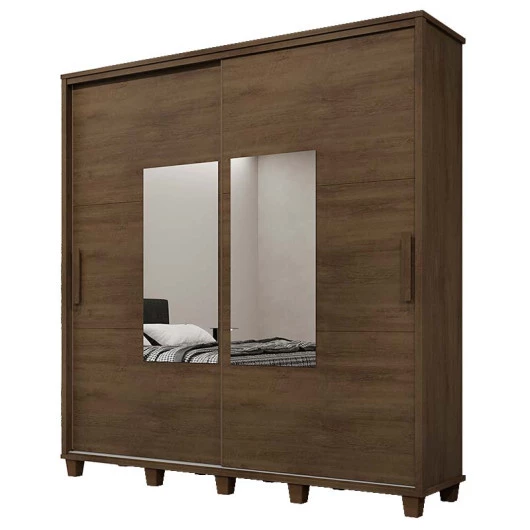Guarda Roupa Casal 228cm Portas Correr Com Espelho Monte Carlo RV Móveis Freijo