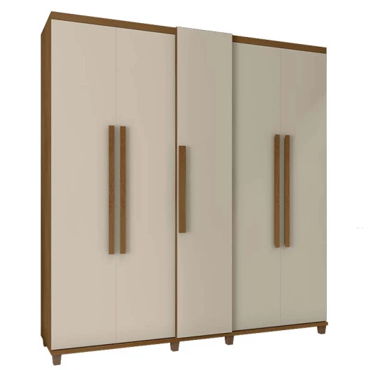 Guarda Roupa Casal 228cm 5 Portas Munique RV Móveis Cinamomo/Off White