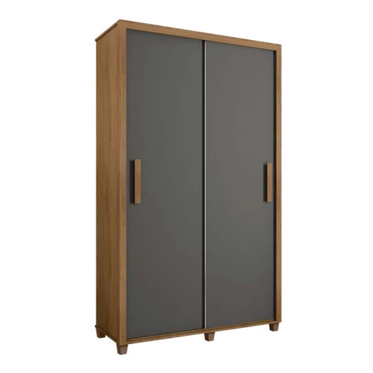Guarda Roupa Pequeno 136cm Solteiro 2 Portas Correr Suécia RV Móveis Cinamomo/Grafite