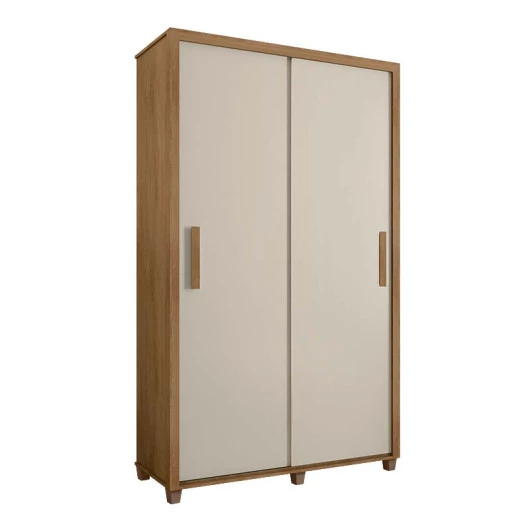 Guarda Roupa Pequeno 136cm Solteiro 2 Portas Correr Suécia RV Móveis Cinamomo/Off White