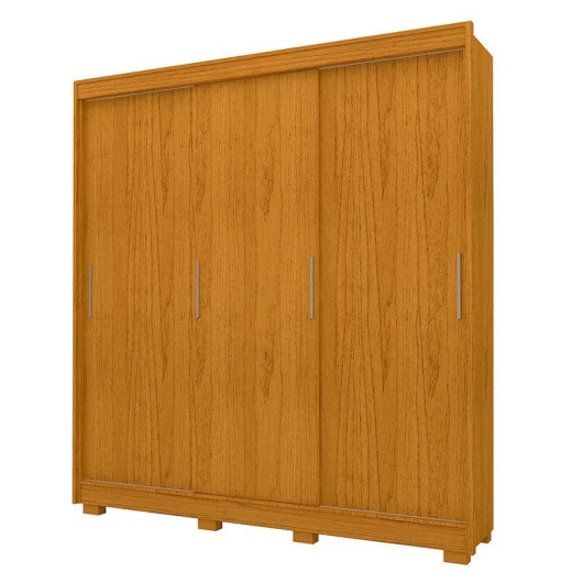 Guarda Roupa Solteiro 169cm 3 Portas Correr Viena Gelius Naturale