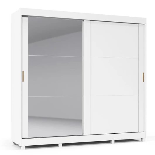 Guarda Roupa Casal Grande Espelhado 2 Portas Zeus Gelius Branco