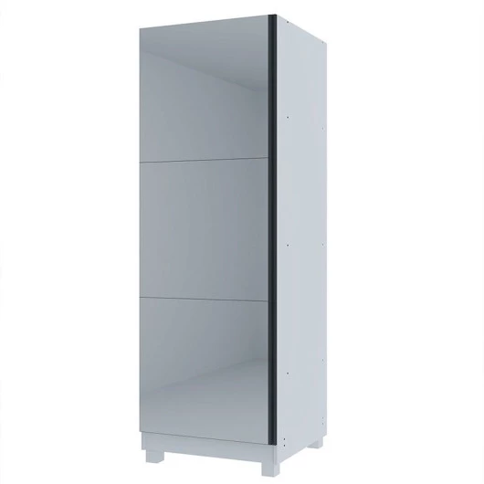 Sapateira Com Porta de Espelho 225cm x 63cm Gold Gelius Branco Acetinado
