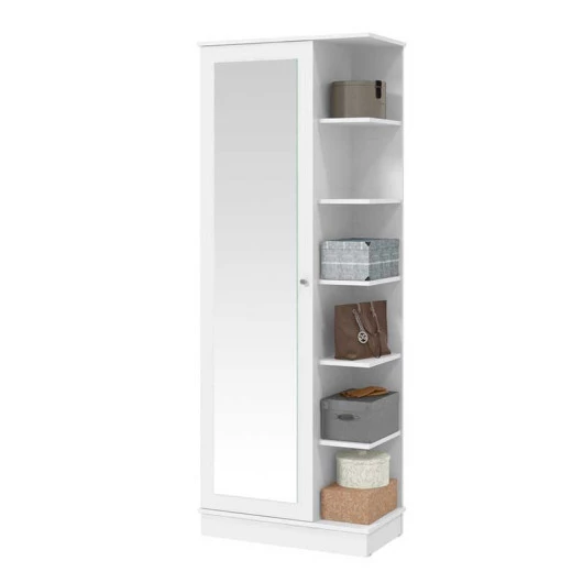 Sapateira Com Porta de Espelho 182 x 68 x 36 Lisboa Patrimar Branco