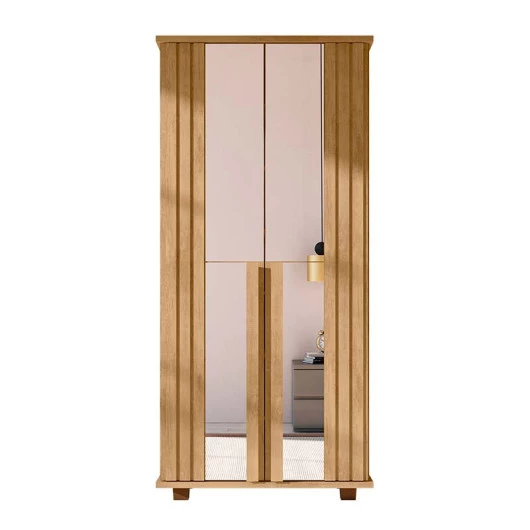 Sapateira Ripada Portas de Espelho 91x195 Requinte RV Móveis Cinamomo
