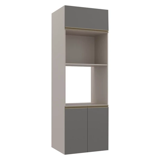 Módulo Torre Micro-Ondas Forno 70cm x 208cm 100% MDF Cozinha Modulada Gold Robel Fendi/Cinza