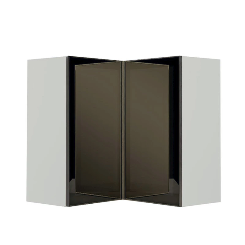 Módulo Armário Aéreo Canto L 88x76x34cm Vidro Reflecta 100% MDF Cozinha Provence Robel Branco