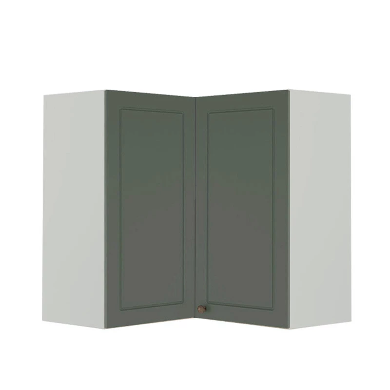 Módulo Armário Aéreo Canto L 88x76x34cm 100% MDF Cozinha Provence Robel Branco/Salvia Matte