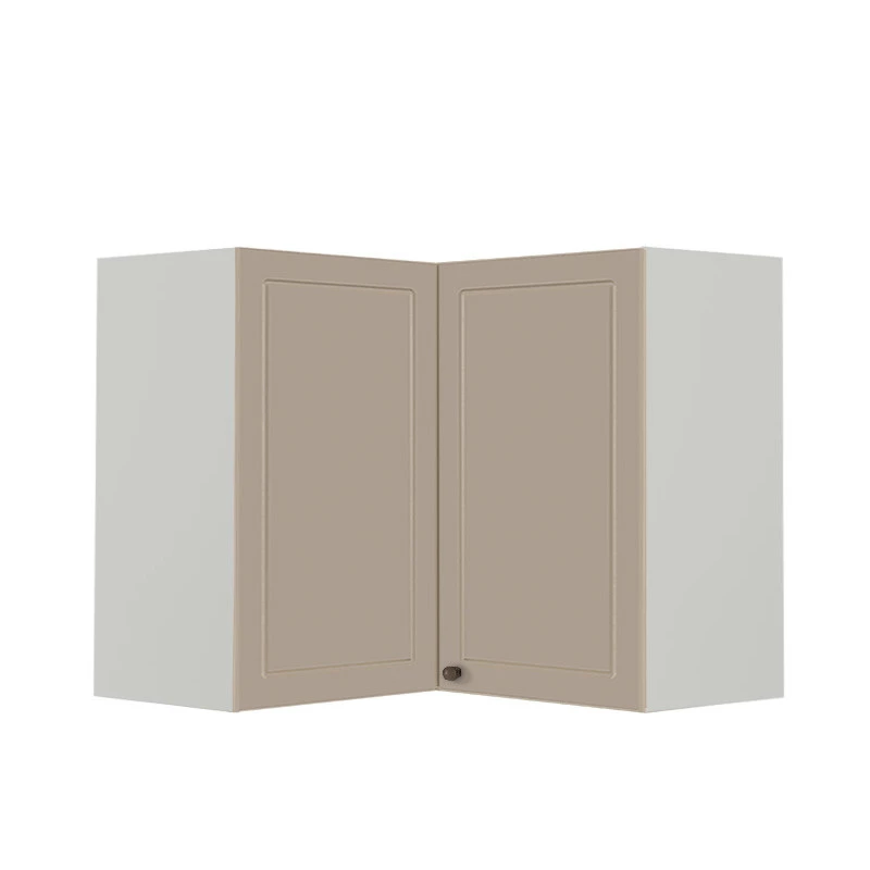 Módulo Armário Aéreo Canto L 68x76x34cm 100% MDF Cozinha Provence Robel Branco/Fendi Matte