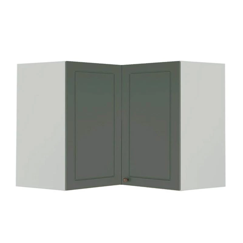 Módulo Armário Aéreo Canto L 68x96x56cm 100% MDF Cozinha Provence Robel Branco/Salvia Matte