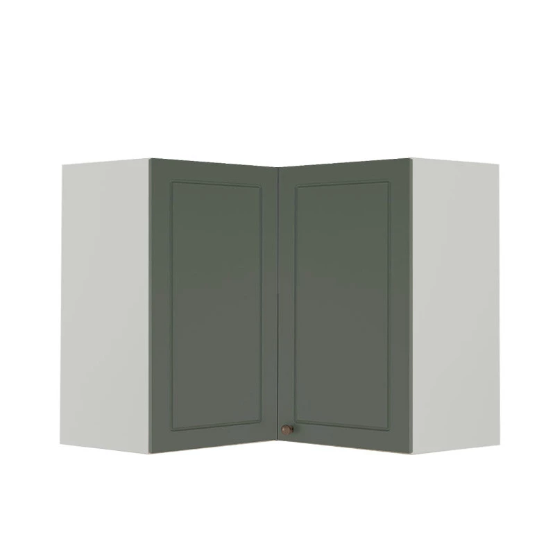 Módulo Armário Aéreo Canto L 68x76x34cm 100% MDF Cozinha Provence Robel Branco/Salvia Matte