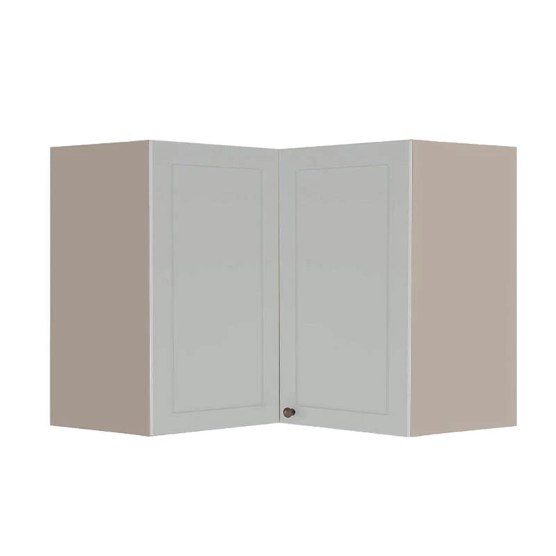 Módulo Armário Aéreo Canto L 68x96x56cm 100% MDF Cozinha Provence Robel Fendi/Branco Matte