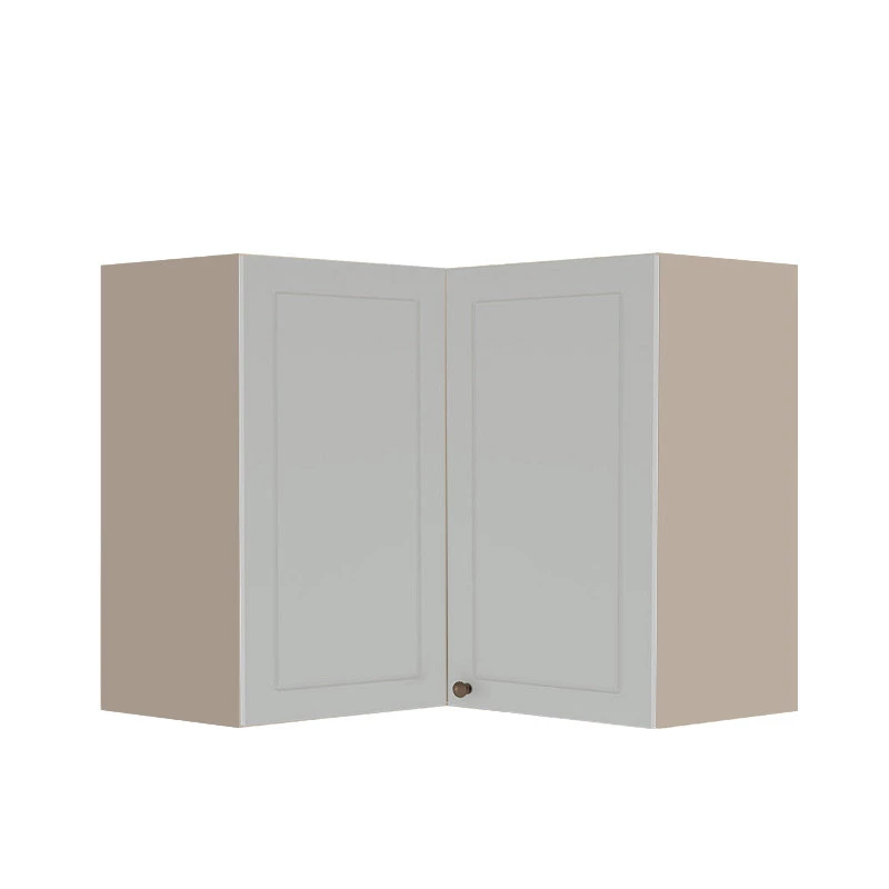 Módulo Armário Aéreo Canto L 68x76x34cm 100% MDF Cozinha Provence Robel Fendi/Branco Matte